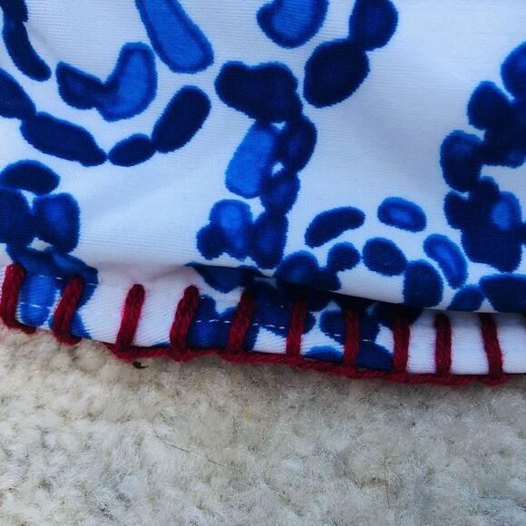 -11 NWT Be Creative Blue and white bikini with red trim waist jewelry.Size 10 - Picture 7 of 11